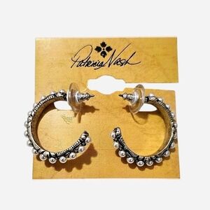 Silver Beaded Hoop Earrings - Women Jewelry